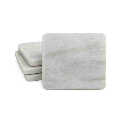Berna Square Marble Coaster Set of 4 10x10x4.5cm White