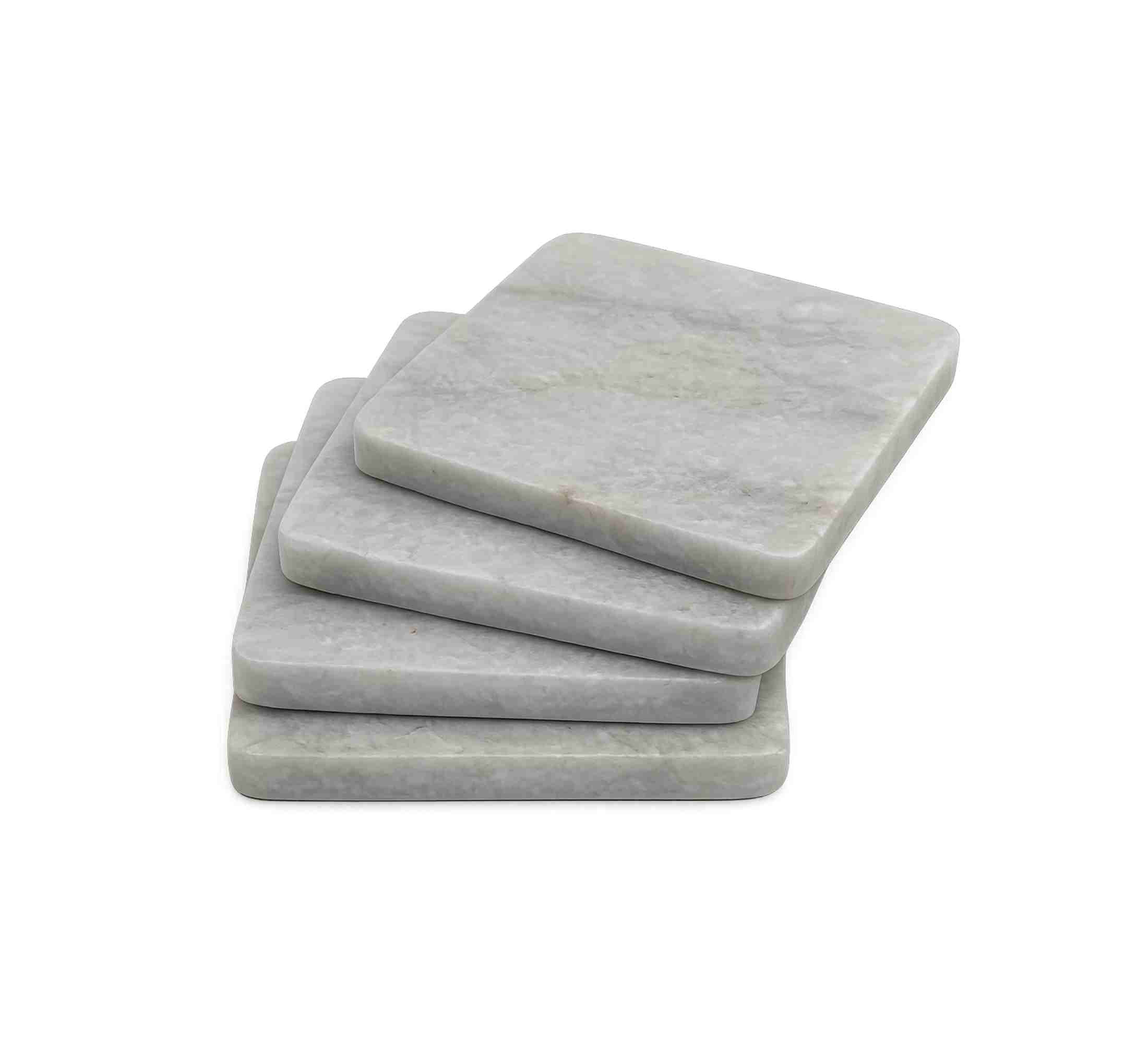 Berna Square Marble Coaster Set of 4 10x10x4.5cm White