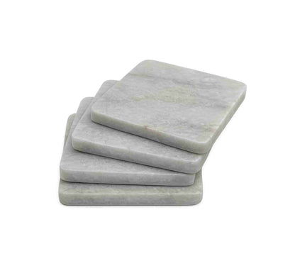 Berna Square Marble Coaster Set of 4 10x10x4.5cm White