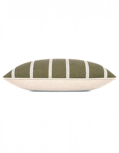 Eren Handwoven Stripe Cushion 35x55cm Olive & Natural