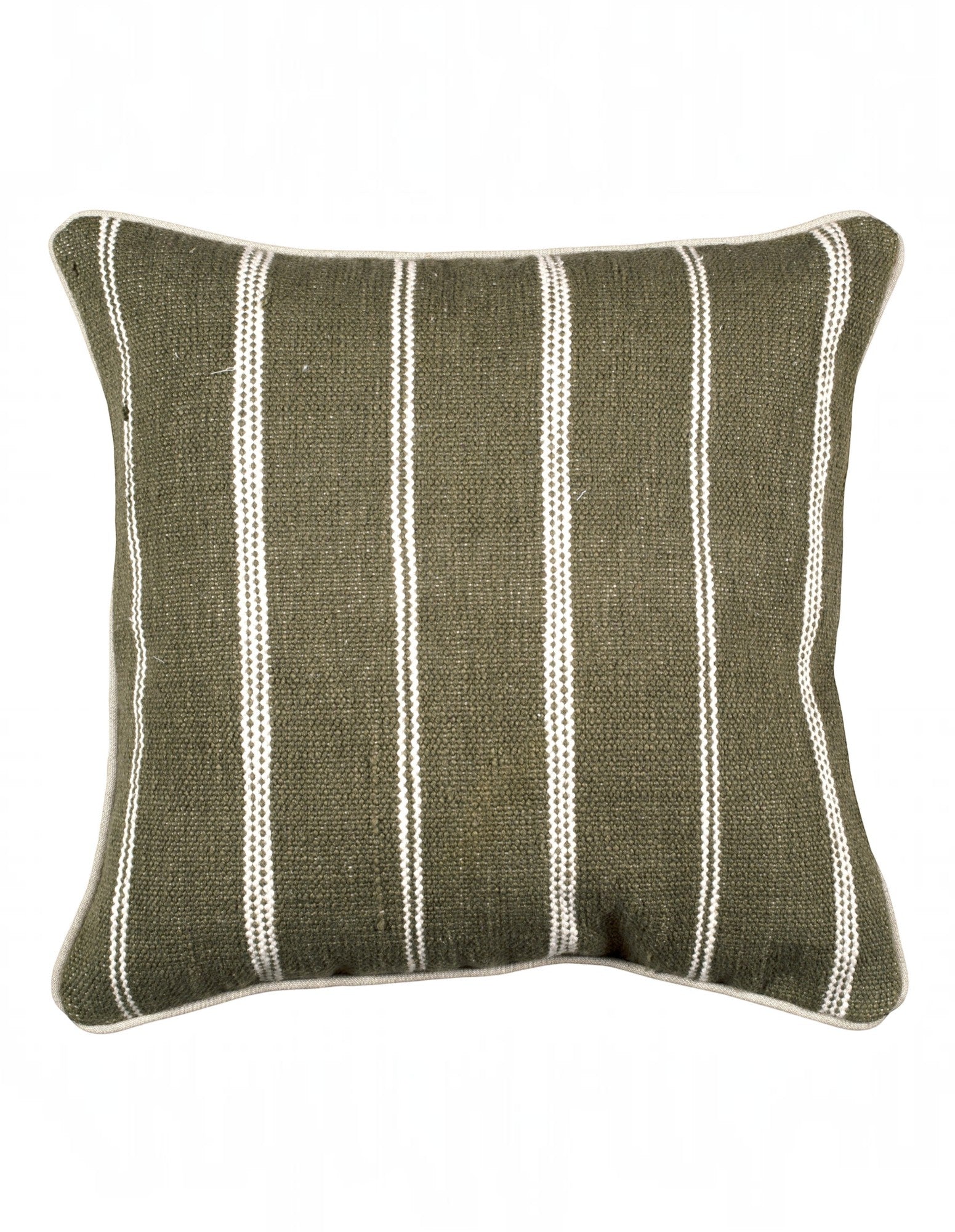 Eren Handwoven Stripe Cushion 50x50cm Olive & Natural