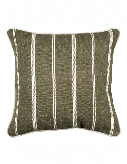 Eren Handwoven Stripe Cushion 50x50cm Olive & Natural