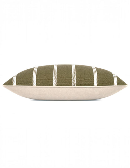 Eren Handwoven Stripe Cushion 50x50cm Olive & Natural