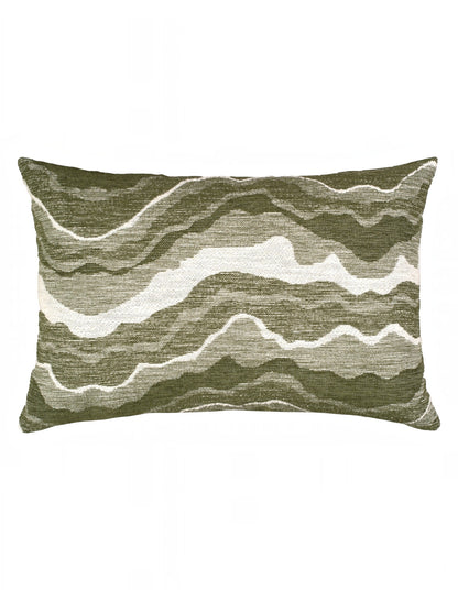 Samara Chenille Linen Blend Woven Cushion 35x55cm Olive