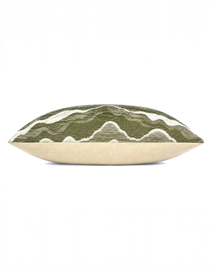 Samara Chenille Linen Blend Woven Cushion 35x55cm Olive