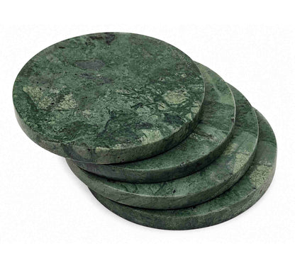 Bosco Round Marble Coaster Set of 4 10x10x4.5cm Green