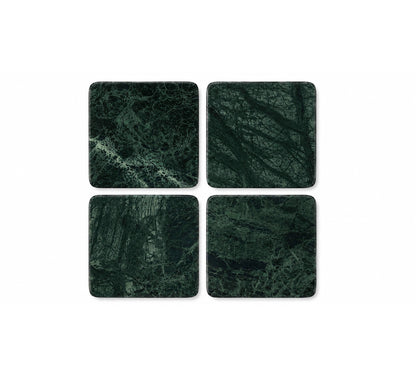 Bosco Square Marble Coaster Set of 4 10x10x4.5cm Green