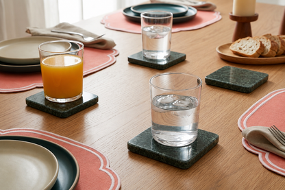 Bosco Square Marble Coaster Set of 4 10x10x4.5cm Green