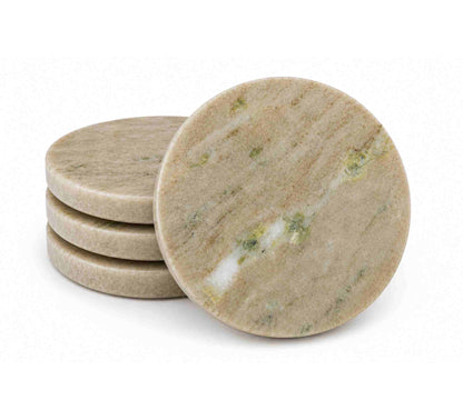Ombra Round Marble Coaster Set of 4 10x10x4.5cm Stone Taupe