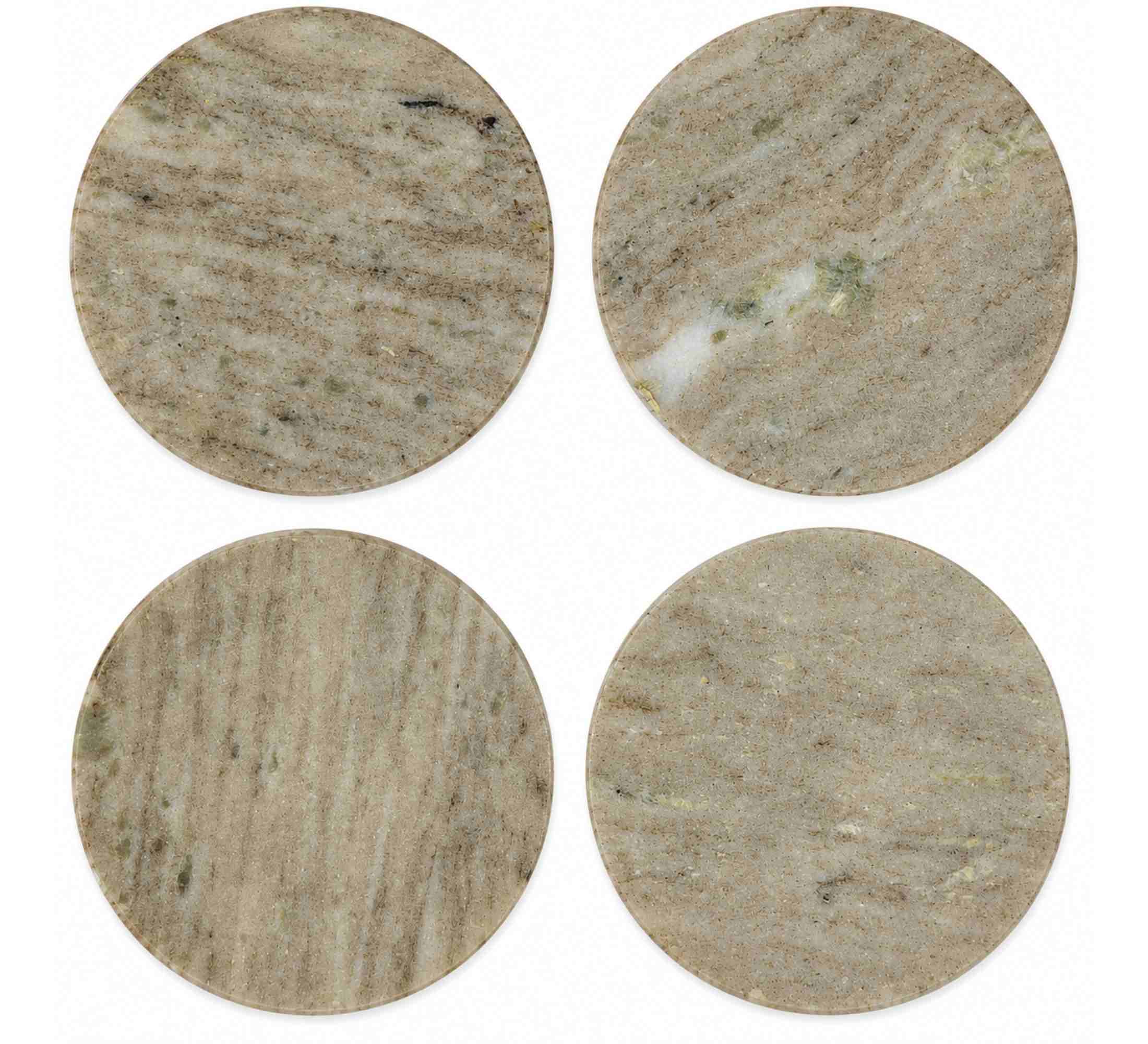 Ombra Round Marble Coaster Set of 4 10x10x4.5cm Stone Taupe