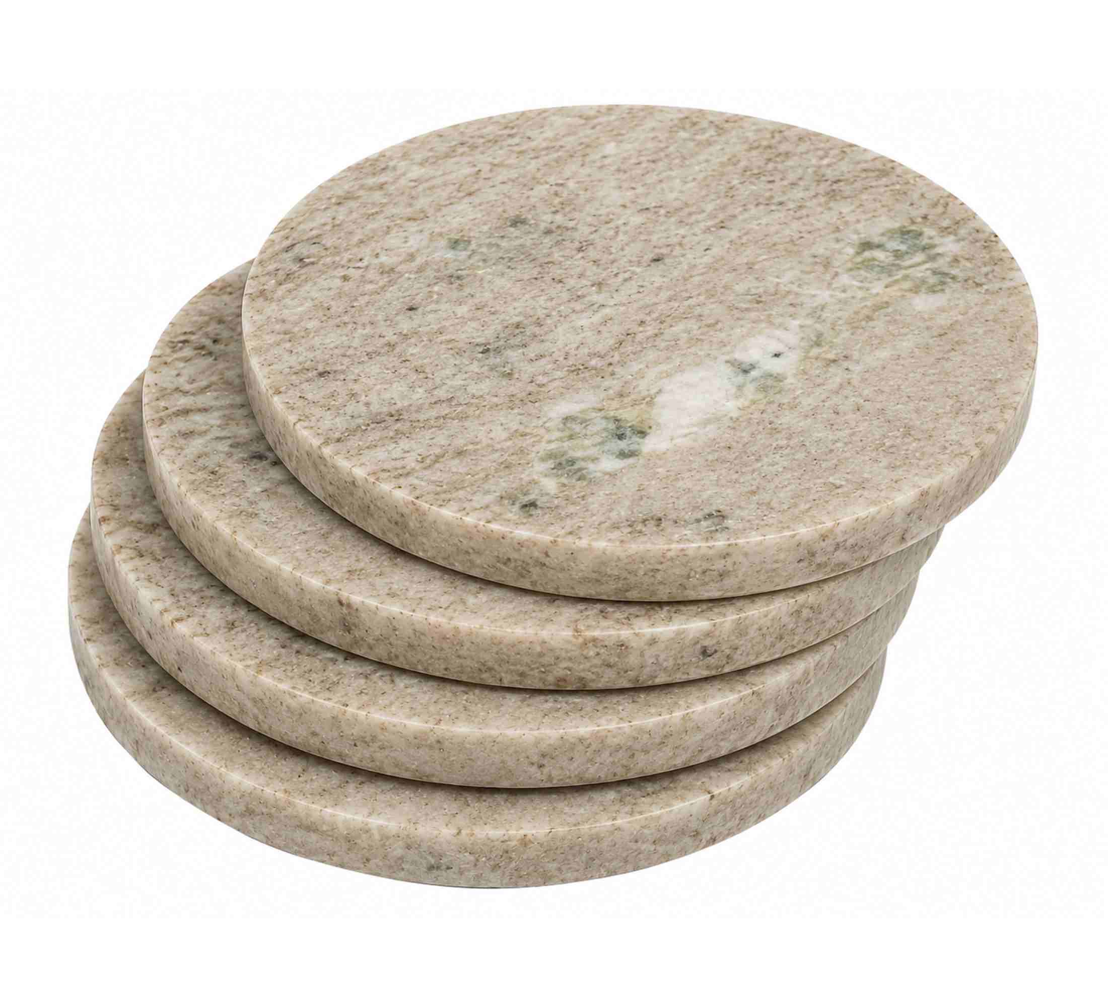 Ombra Round Marble Coaster Set of 4 10x10x4.5cm Stone Taupe