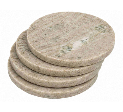 Ombra Round Marble Coaster Set of 4 10x10x4.5cm Stone Taupe