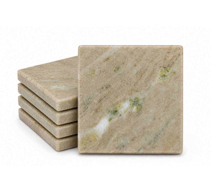 Ombra Square Marble Coaster Set of 4 10x10x4.5cm Stone Taupe