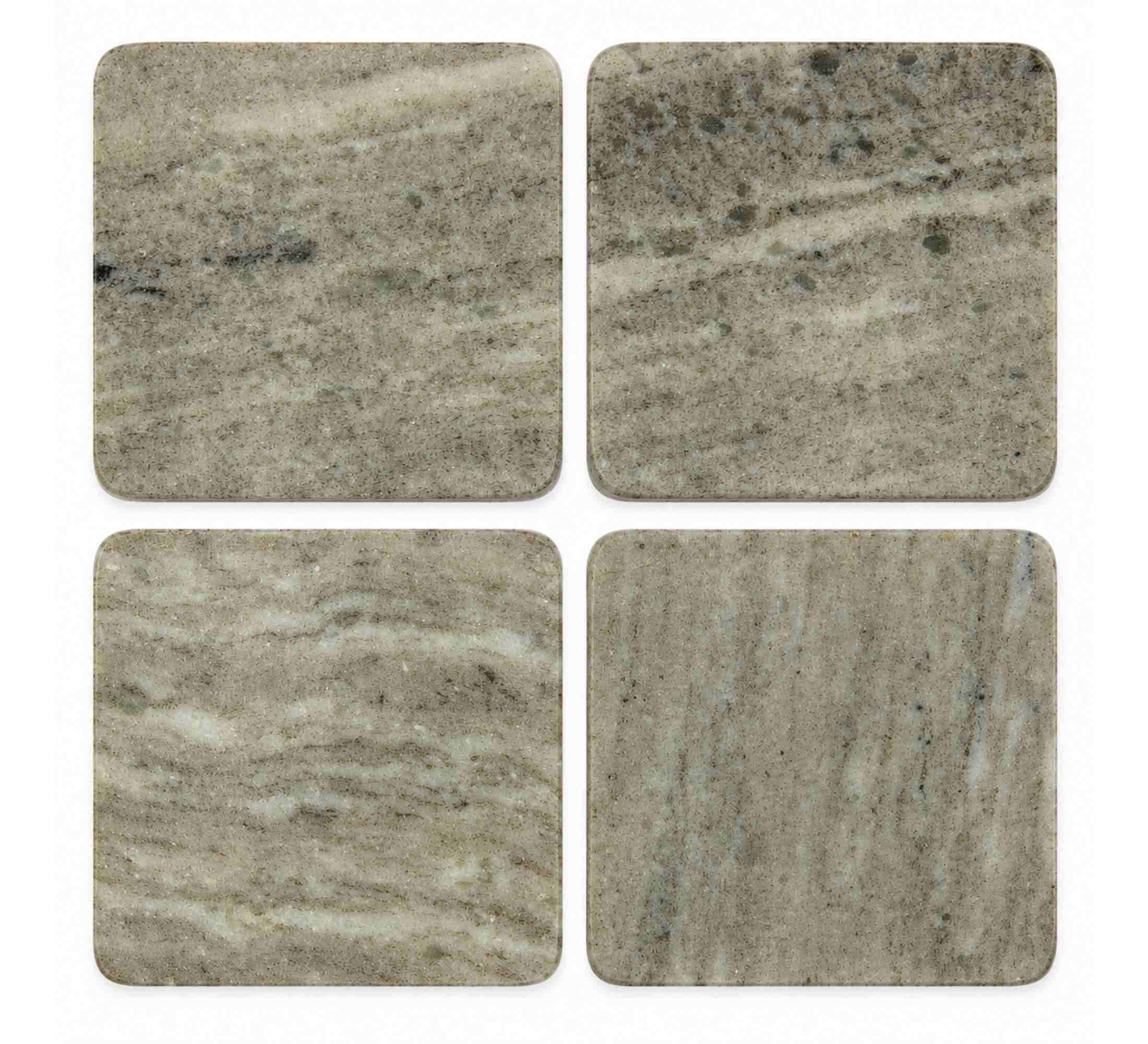 Ombra Square Marble Coaster Set of 4 10x10x4.5cm Stone Taupe