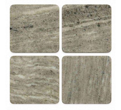 Ombra Square Marble Coaster Set of 4 10x10x4.5cm Stone Taupe