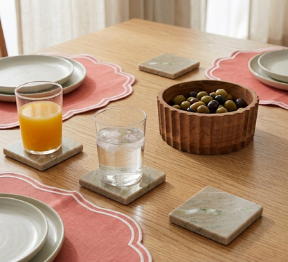 Ombra Square Marble Coaster Set of 4 10x10x4.5cm Stone Taupe