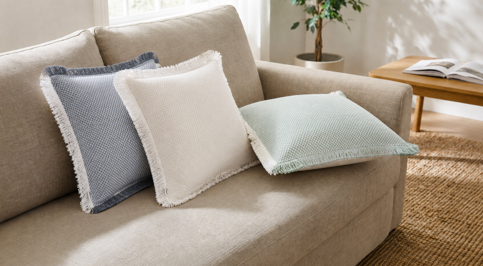 Capri Texture Cushion 50x50cm Green