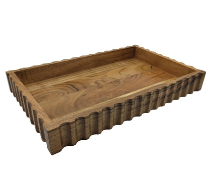 Ravello Fluted Rectangular Tray 40x25x5cm Natural Brown