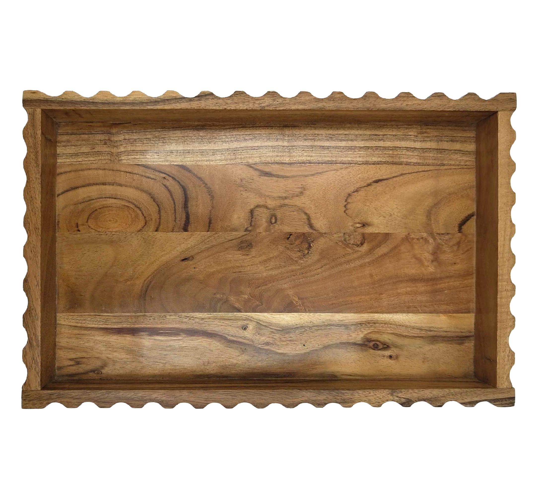 Ravello Fluted Rectangular Tray 40x25x5cm Natural Brown