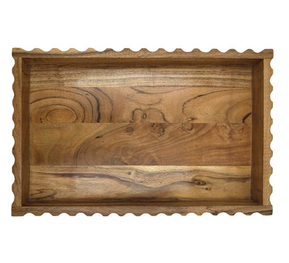 Ravello Fluted Rectangular Tray 40x25x5cm Natural Brown