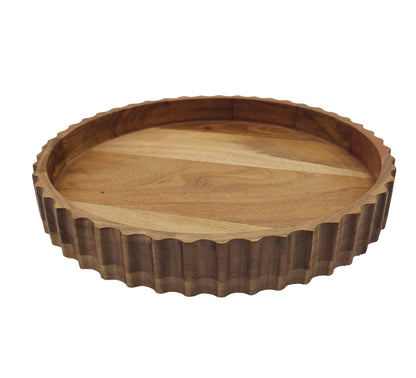 Ravello Fluted Round Curved Tray 30x30x5cm Natural Brown
