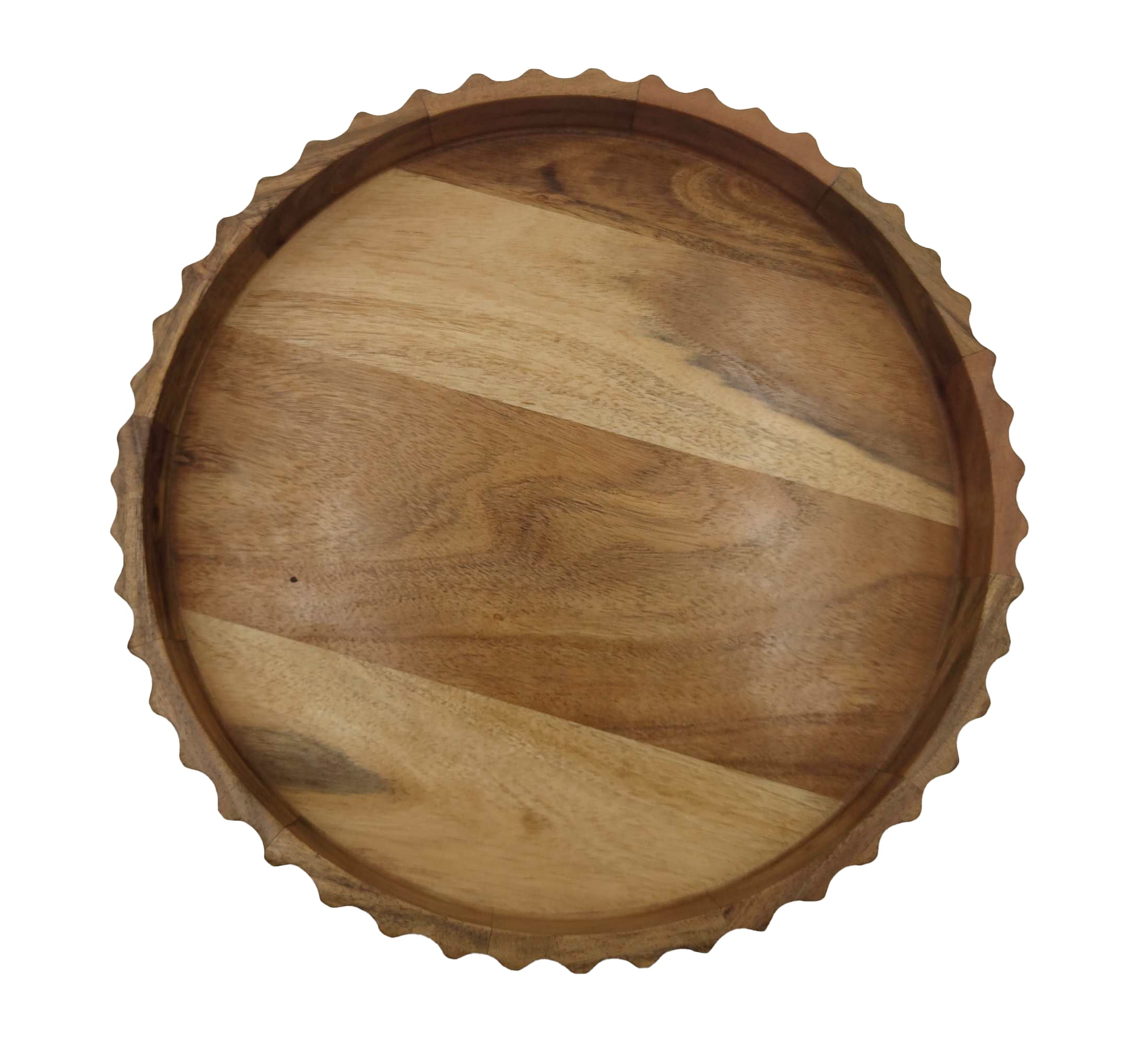 Ravello Fluted Round Curved Tray 30x30x5cm Natural Brown