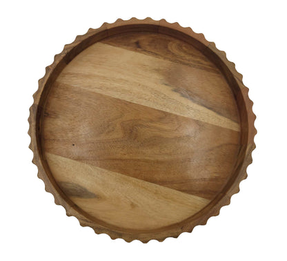 Ravello Fluted Round Curved Tray 30x30x5cm Natural Brown