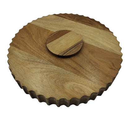 Ravello Fluted Round Curved Tray 30x30x5cm Natural Brown