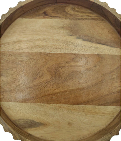 Ravello Fluted Round Curved Tray 30x30x5cm Natural Brown