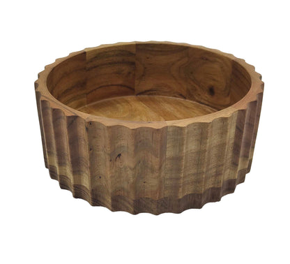 Ravello Fluted Round Carved Bowl 20x20x8.8cm Natural Brown