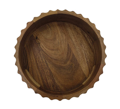 Ravello Fluted Round Carved Bowl 20x20x8.8cm Natural Brown