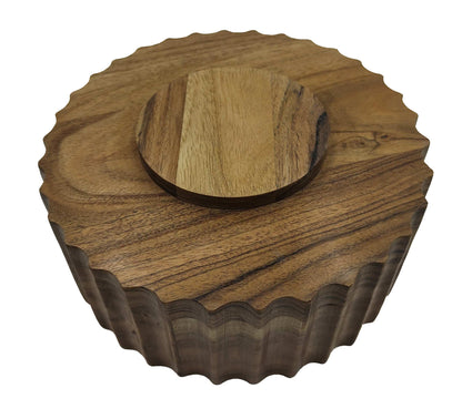 Ravello Fluted Round Carved Bowl 20x20x8.8cm Natural Brown