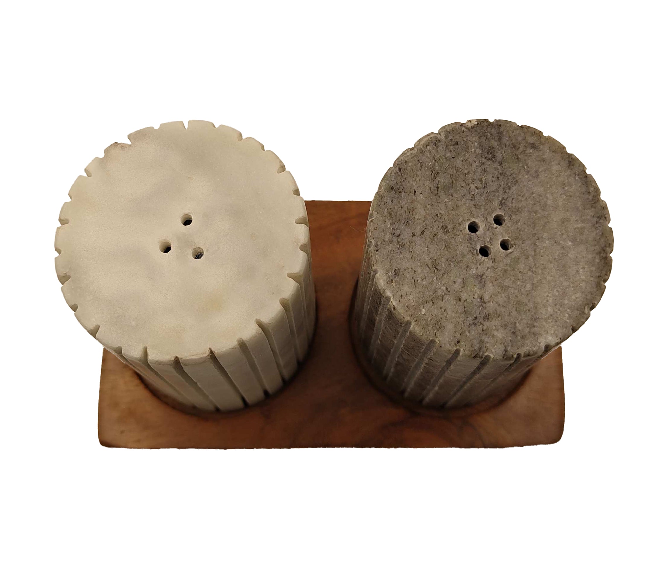 Rocco Marble & Wood Salt & Pepper Shakers 14x7.5x9.5cm White & Grey