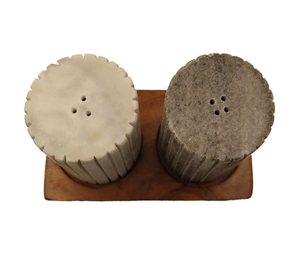Rocco Marble & Wood Salt & Pepper Shakers 14x7.5x9.5cm White & Grey