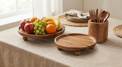 Siena Footed Serving Tray Medium 25x25x7.5cm Natural Brown