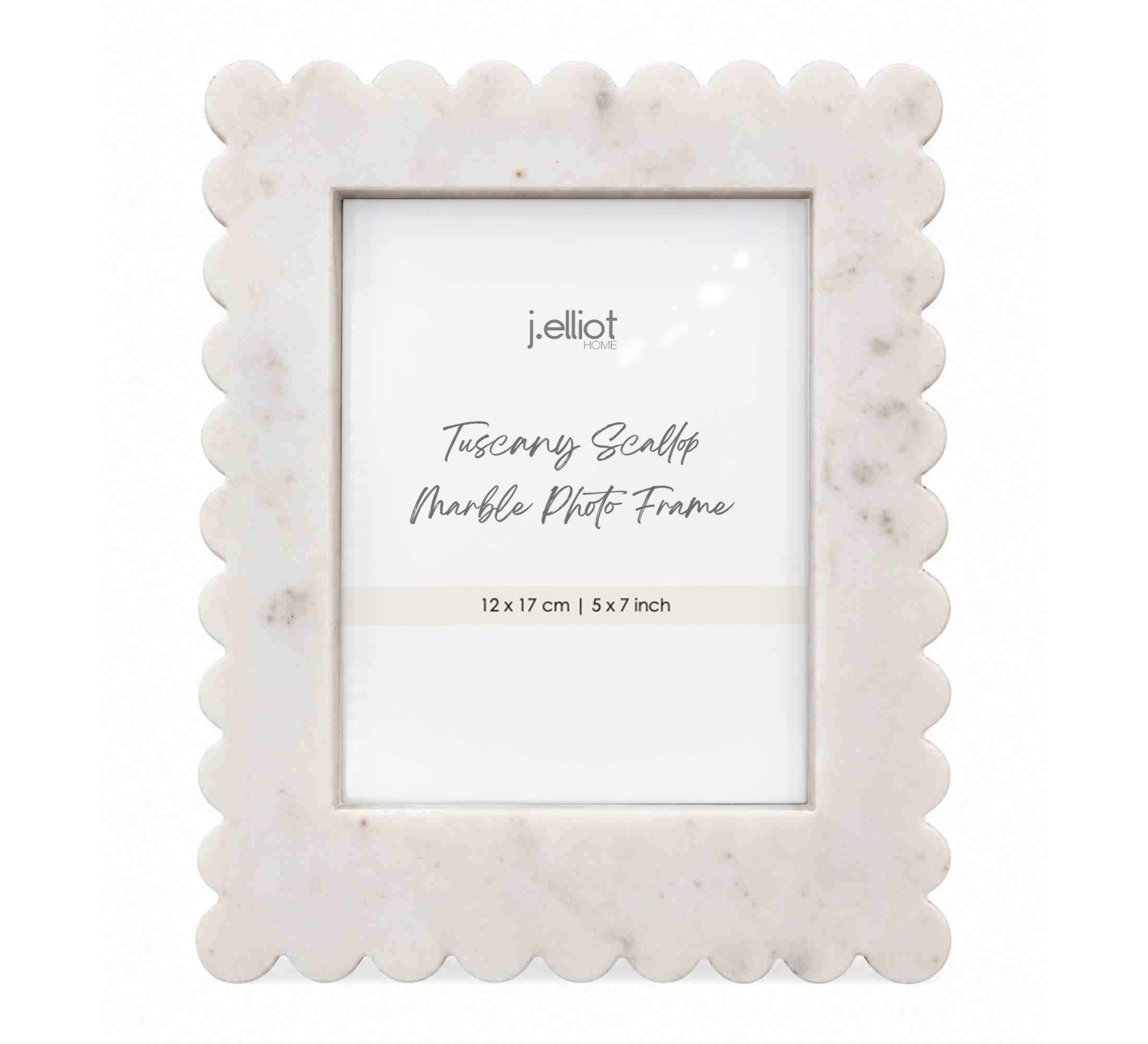 Tuscany Scallop Marble Photo Frame 12x17cm White