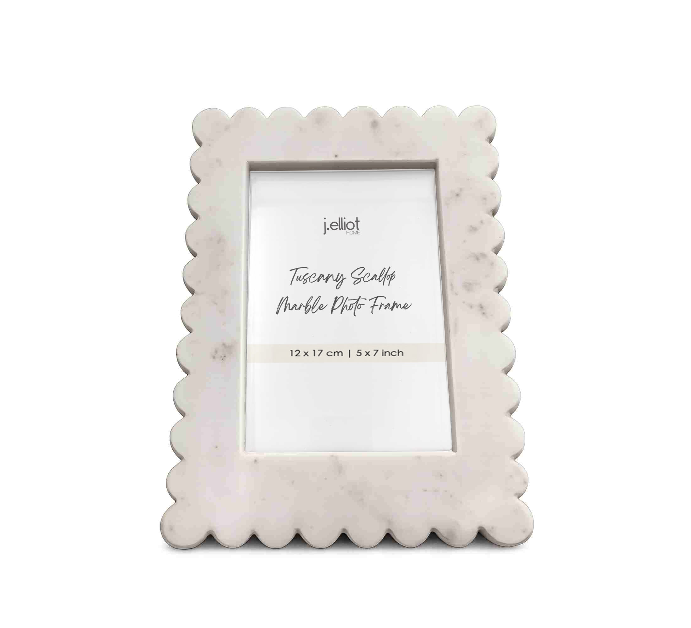 Tuscany Scallop Marble Photo Frame 12x17cm White