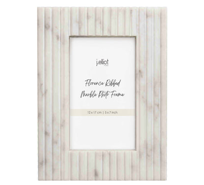 Florence Ribbed Marble Photo Frame 12x17cm White