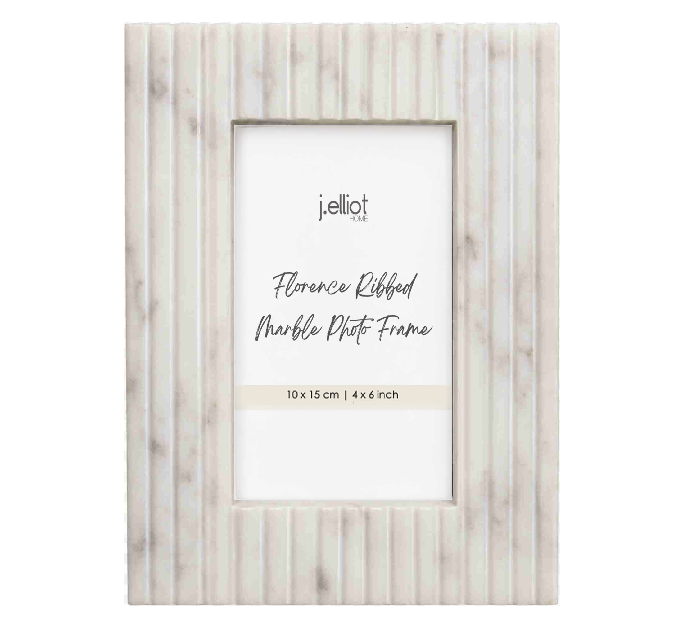 Florence Ribbed Marble Photo Frame 10x15cm White