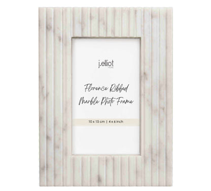Florence Ribbed Marble Photo Frame 10x15cm White