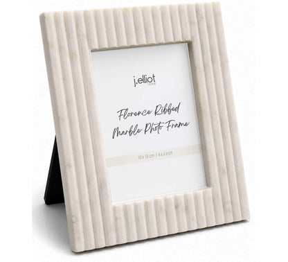 Florence Ribbed Marble Photo Frame 10x15cm White
