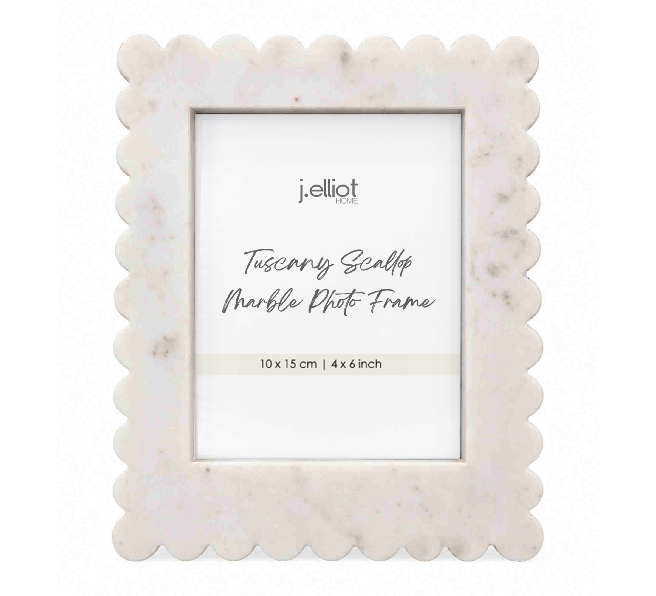 Tuscany Scallop Marble Photo Frame 10x15cm White