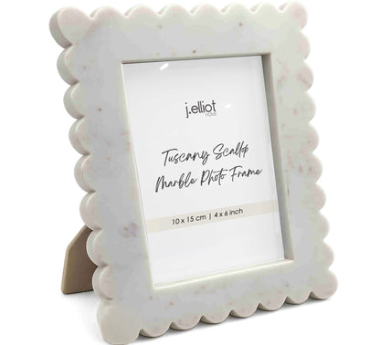 Tuscany Scallop Marble Photo Frame 10x15cm White
