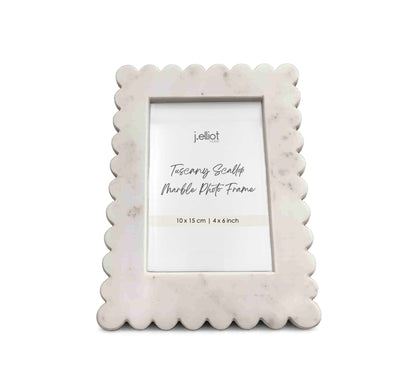 Tuscany Scallop Marble Photo Frame 10x15cm White