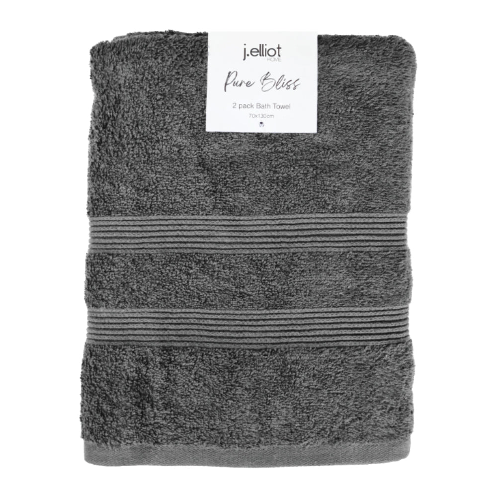 2 Pack Terry Towel 70x130cm Charcoal