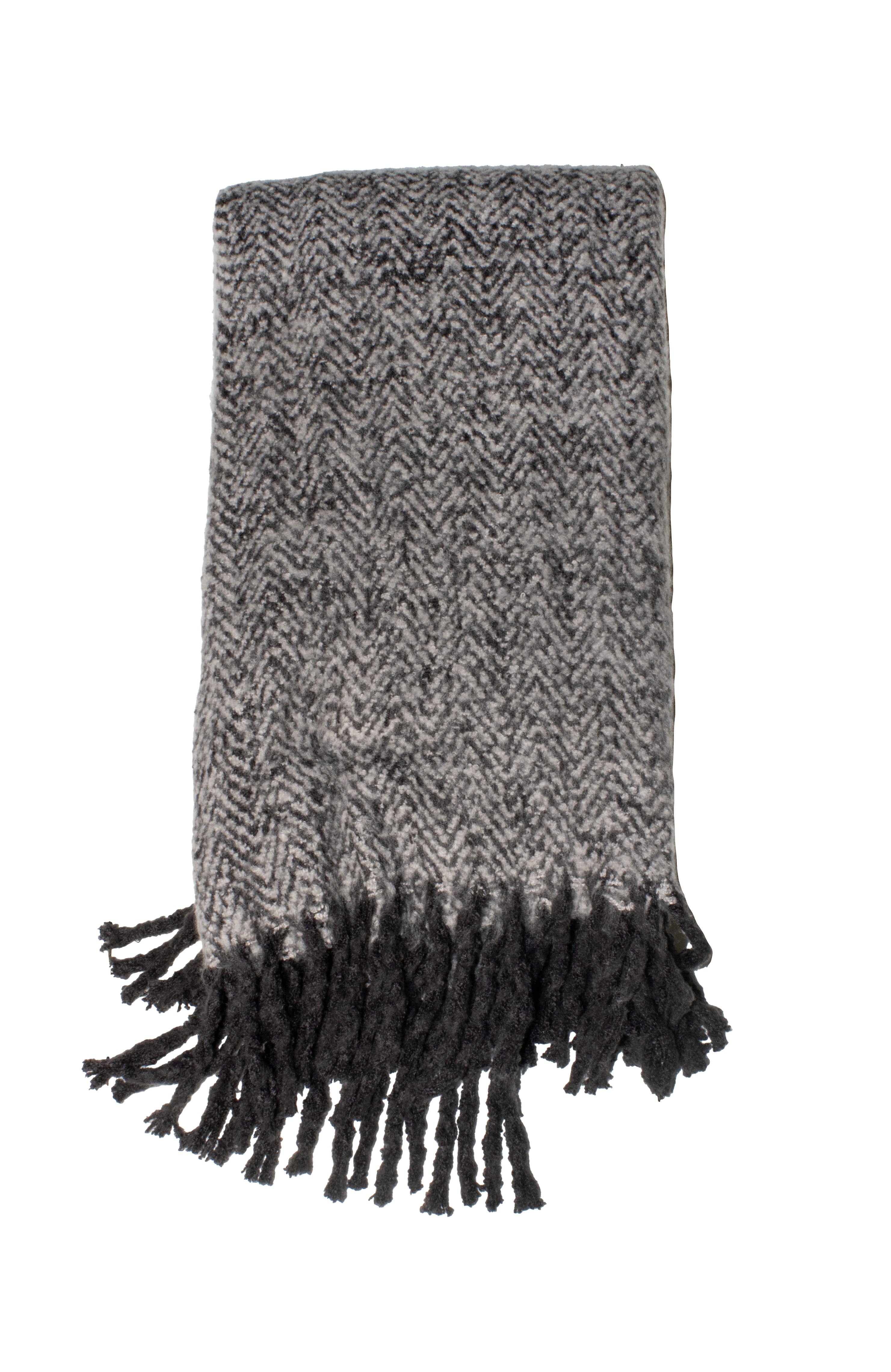 Alba Faux Mohair Throw 130x170cm Grey Black