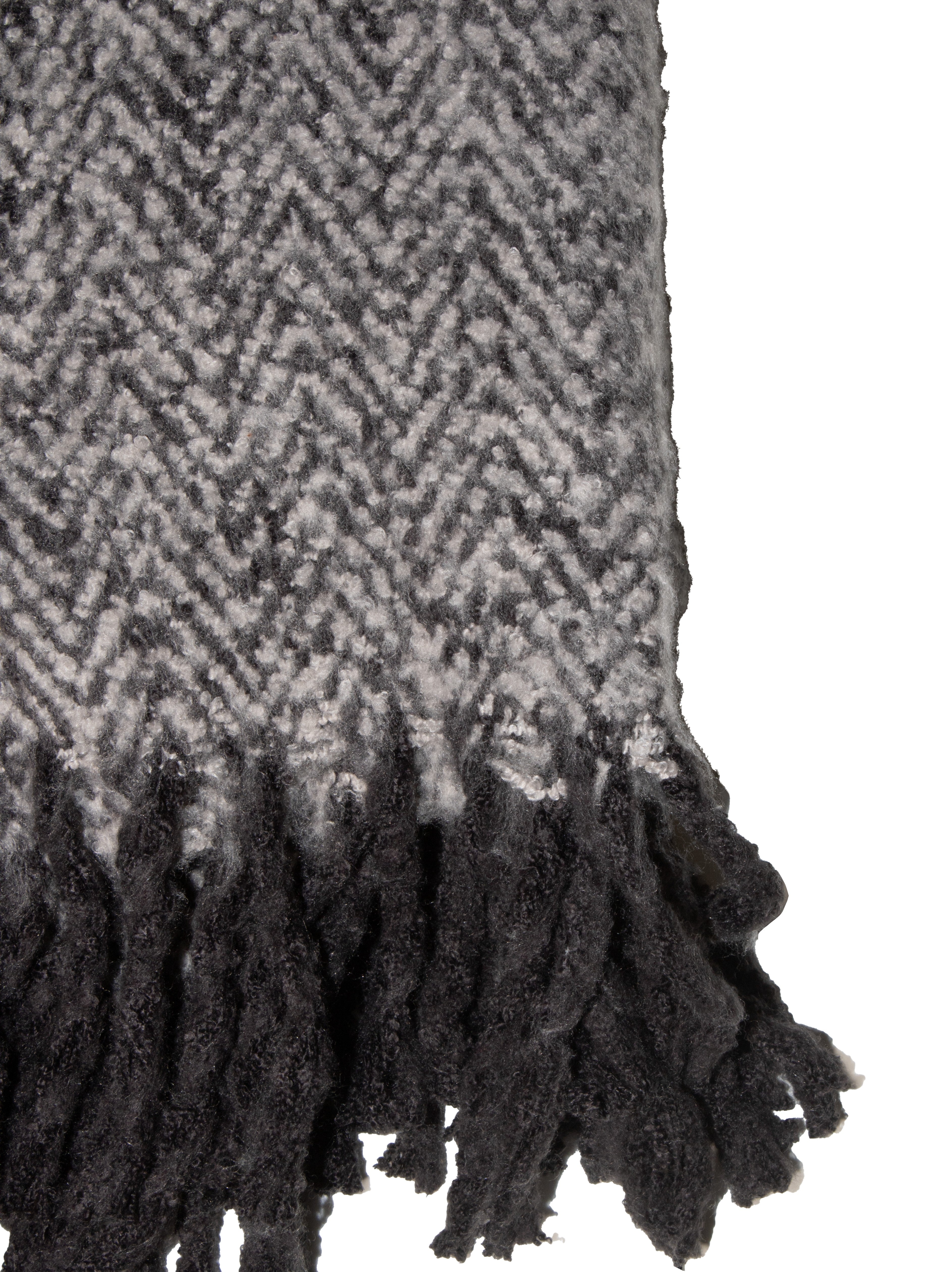 Alba Faux Mohair Throw 130x170cm Grey Black