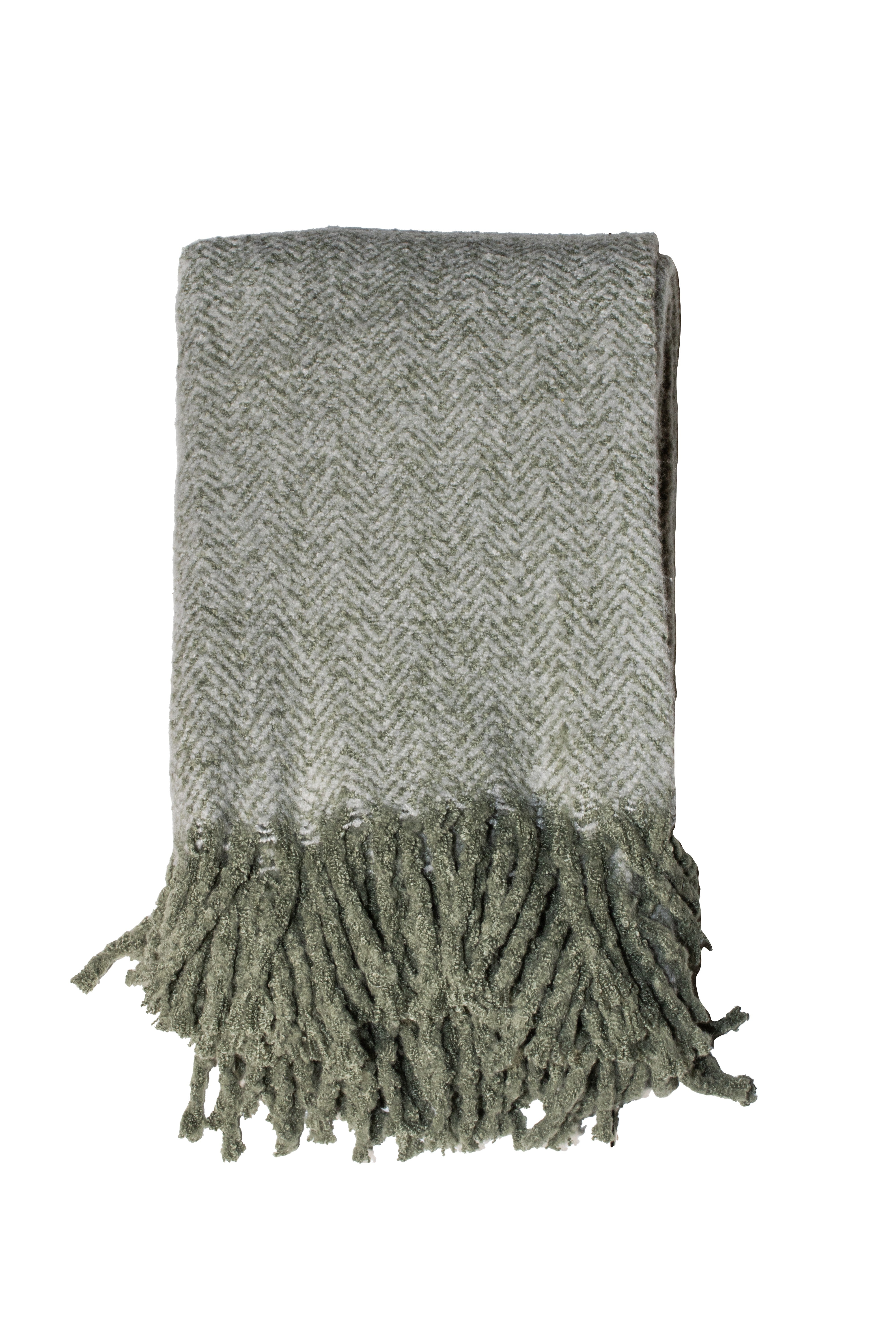 Alba Faux Mohair Throw 130x170cm Sage Green