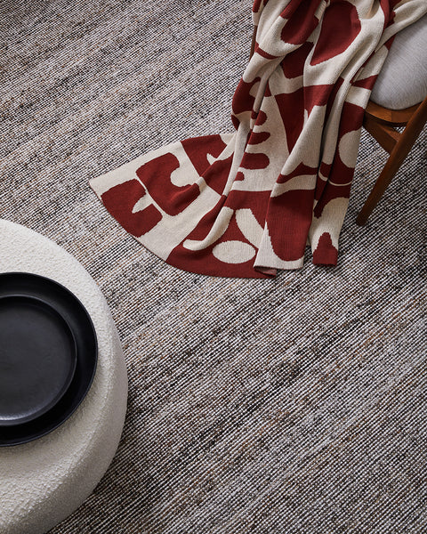 Abstract Knitted Throw 130x170cm Brick & Cream