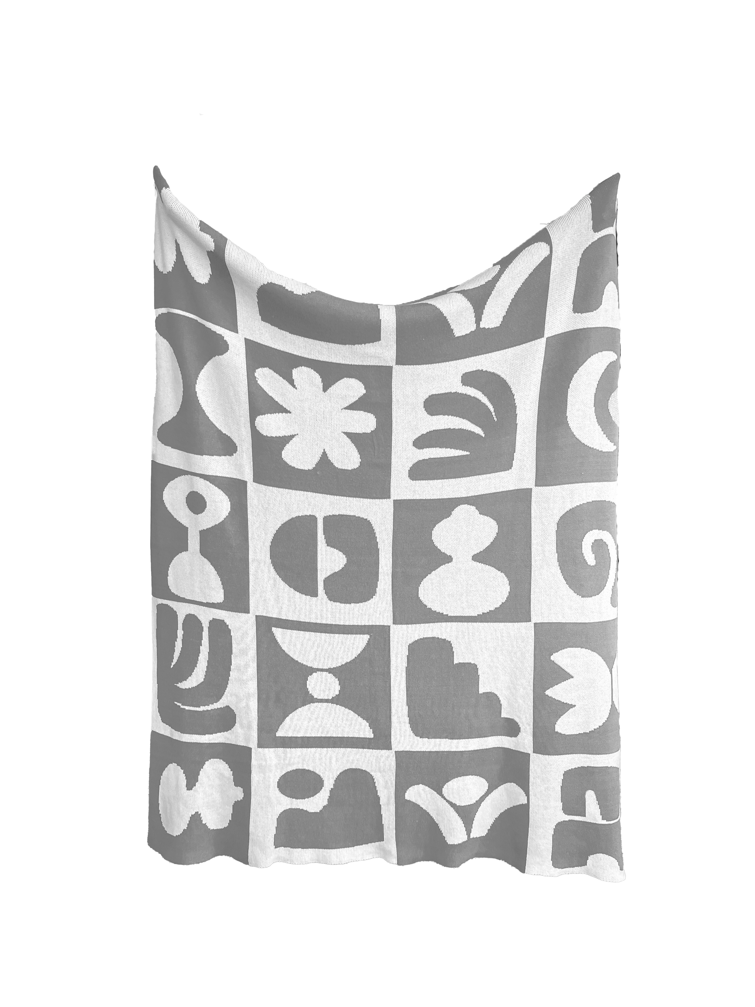 Abstract Knitted Throw 130x170cm Taupe & Ivory